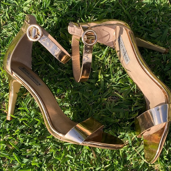 Steve Madden Rose Gold Quarter Strap Heels - Picture 2 of 5